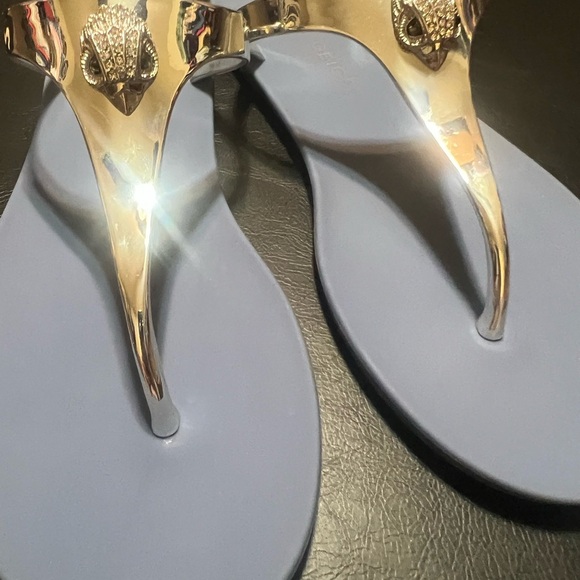 Kurt Geiger London Maddison T-Bar Metallic Silver and Blue Sandals Size 6 NEW - Picture 13 of 14